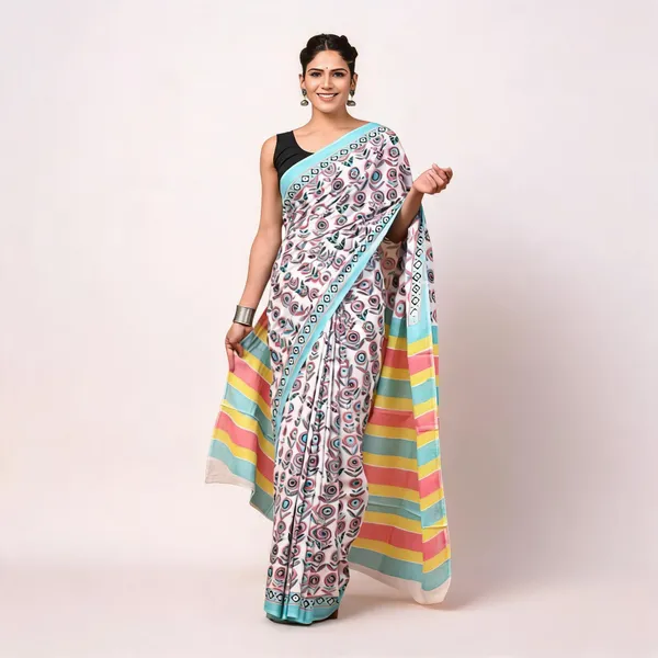 Cotton_Mulmul_Sarees_With_Blouse_Piece_White_Blue_Cotton_Adults