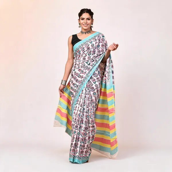 Cotton_Mulmul_Sarees_With_Blouse_Piece_White_Blue_Cotton_Adults