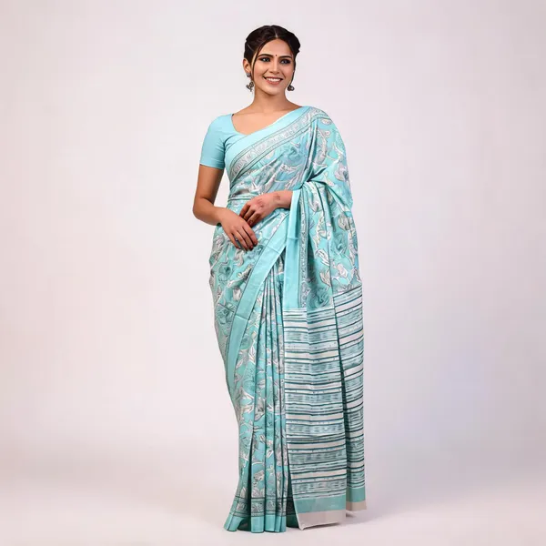 Cotton_Mulmul_Sarees_With_Blouse_Piece_Light_Blue_Cotton_Adults