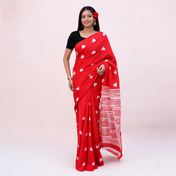 Cotton_Mulmul_Sarees_With_Blouse_Piece_Dark_Pink_Cotton_Adults