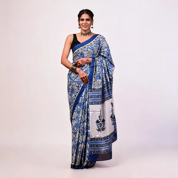 Cotton_Mulmul_Sarees_With_Blouse_Piece_Blue_Cotton_Adults
