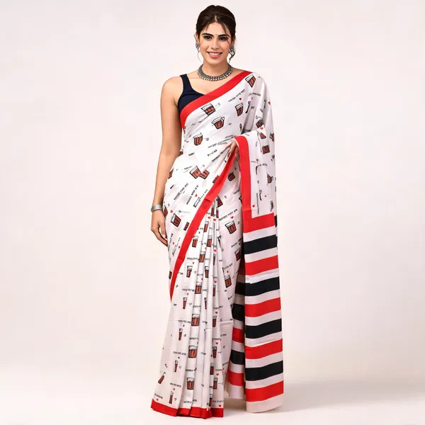 Cotton_Mulmul_Sarees_With_Blouse_Piece_Off_White_With_Red_Cotton_Adults