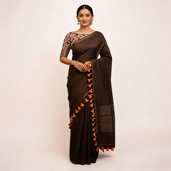 Pure_Khadi_Soft_Cotton_Sarees_Coffee_Brown_Cotton_Adults