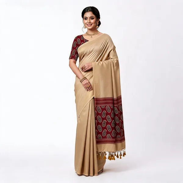 Pure_Khadi_Soft_Cotton_Sarees_Beige_Cotton_Female