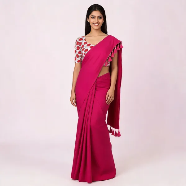 Pure_Khadi_Soft_Cotton_Sarees_Rani_Pink_Cotton_Female