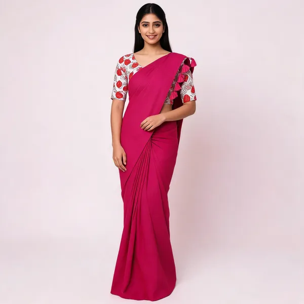 Pure_Khadi_Soft_Cotton_Sarees_Rani_Pink_Cotton_Female