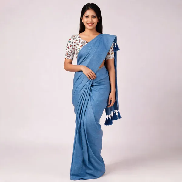 Pure_Khadi_Soft_Cotton_Sarees_Sea_Blue_Cotton_Female