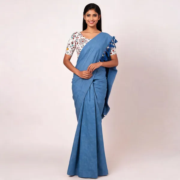 Pure_Khadi_Soft_Cotton_Sarees_Sea_Blue_Cotton_Female