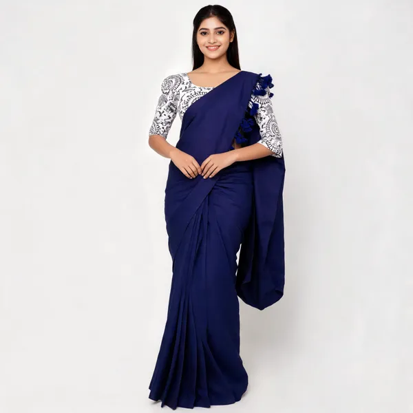 Pure_Khadi_Soft_Cotton_Sarees_Dark_Blue_Cotton_Female