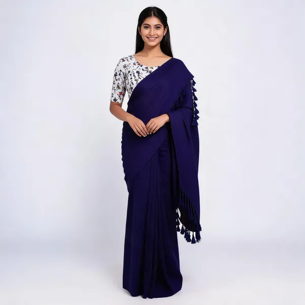 Pure_Khadi_Soft_Cotton_Sarees_Navy_Cotton_Female