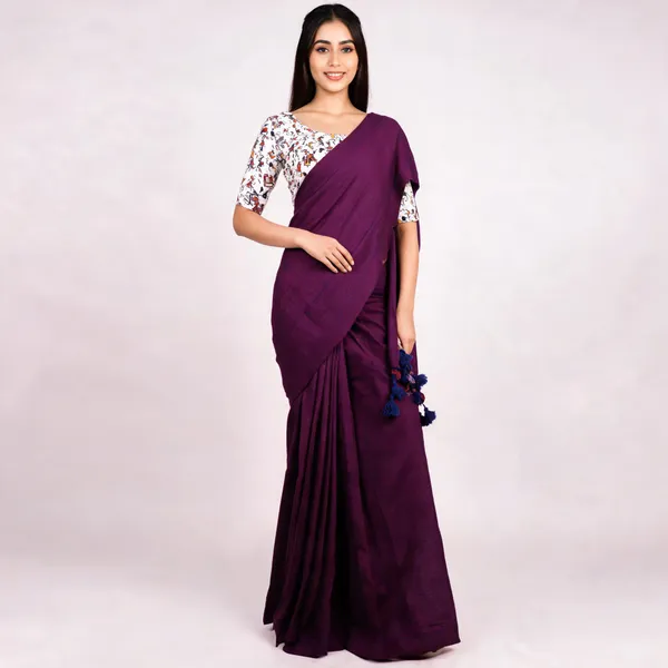Pure_Khadi_Soft_Cotton_Sarees_Wine_Red_Cotton_Female