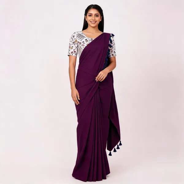 Pure_Khadi_Soft_Cotton_Sarees_Wine_Red_Cotton_Female
