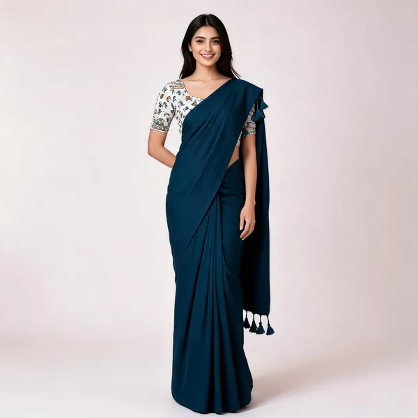 Pure_Khadi_Soft_Cotton_Sarees_Peacock_Blue_Cotton_Female