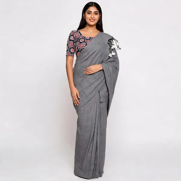Pure_Khadi_Soft_Cotton_Sarees_Grey_Cotton_Female