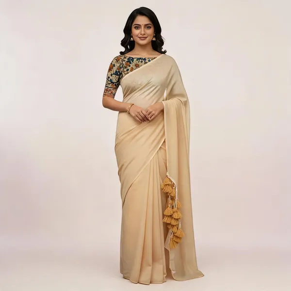 Elegant_Woven_Saree_With_Tassels_Beige_Cotton_Female
