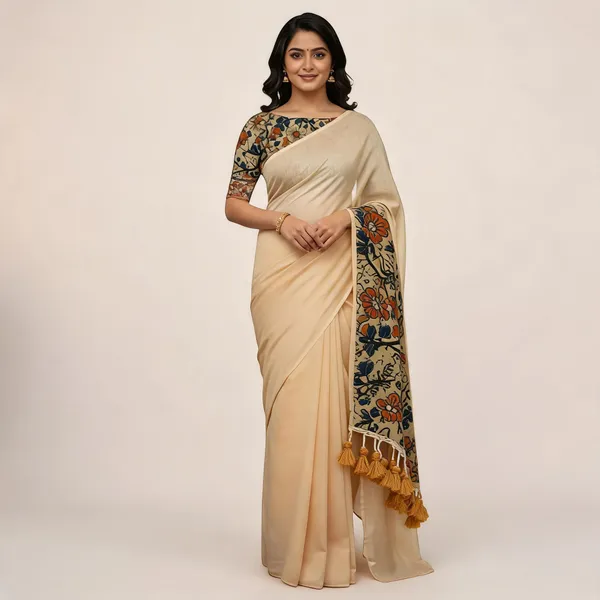 Elegant_Woven_Saree_With_Tassels_Beige_Cotton_Female