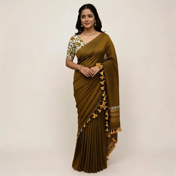 Elegant_Woven_Saree_With_Tassels_Early_Brown_Cotton_Female