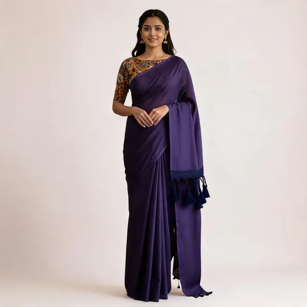 Elegant_Woven_Saree_With_Tassels_Violet_Cotton_Female