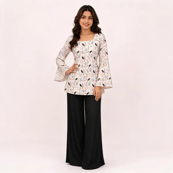 Elegant_Women's_Rayon_Top_Floral_Print_Bell_Sleeves_Back_Dori_Style_White
