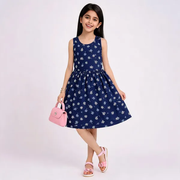 Girls_Printed_Frock_Dress_Navy