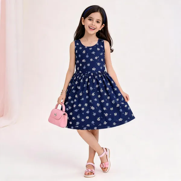 Girls_Printed_Frock_Dress_Navy
