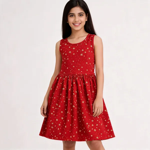 Girls_Printed_Frock_Dress_Red