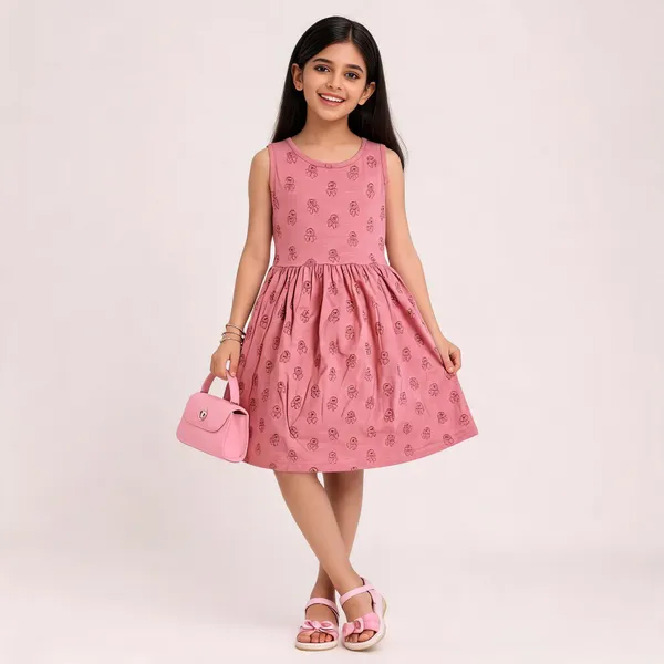 Girls_Printed_Frock_Dress_Peach