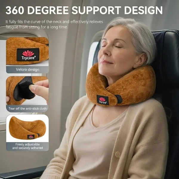 TRYCARE_TravelEase_Memory_Foam_Travel_Neck_Pillow