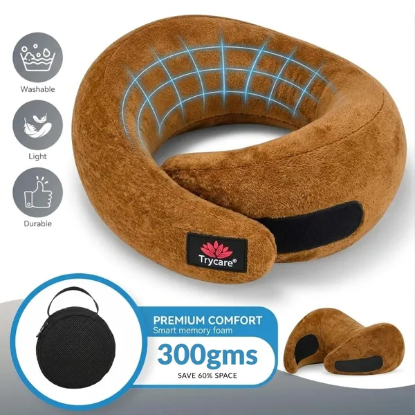 TRYCARE_TravelEase_Memory_Foam_Travel_Neck_Pillow