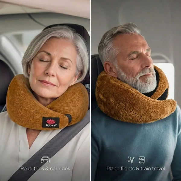 TRYCARE_TravelEase_Memory_Foam_Travel_Neck_Pillow