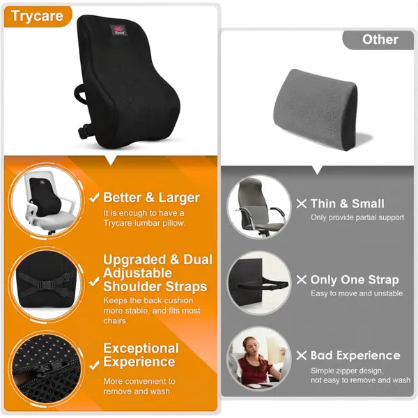 TRYCARE_BackPro_Memory_Foam_Lumbar_Back_Support