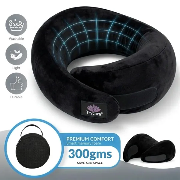 TRYCARE_TravelEase_Memory_Foam_Travel_Neck_Pillow