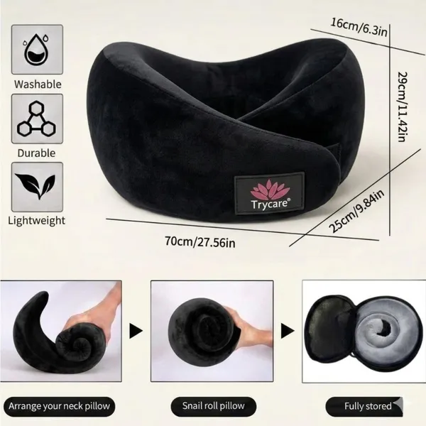 TRYCARE_TravelEase_Memory_Foam_Travel_Neck_Pillow