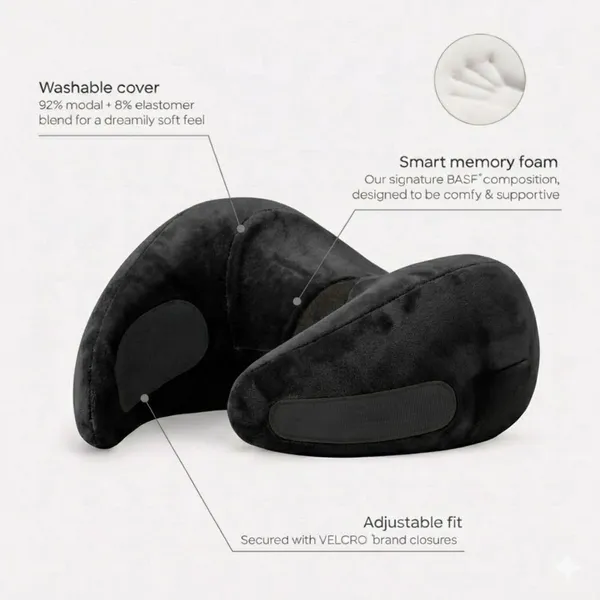 TRYCARE_TravelEase_Memory_Foam_Travel_Neck_Pillow