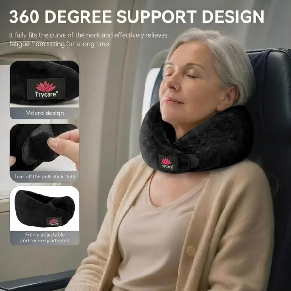 TRYCARE_TravelEase_Memory_Foam_Travel_Neck_Pillow