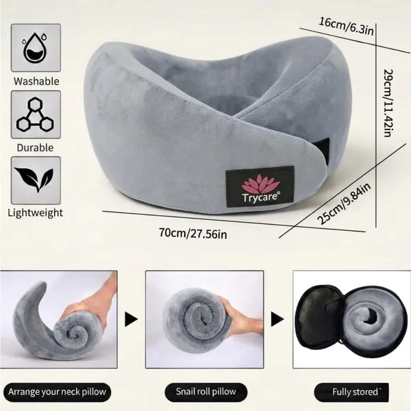 TRYCARE_TravelEase_Memory_Foam_Travel_Neck_Pillow