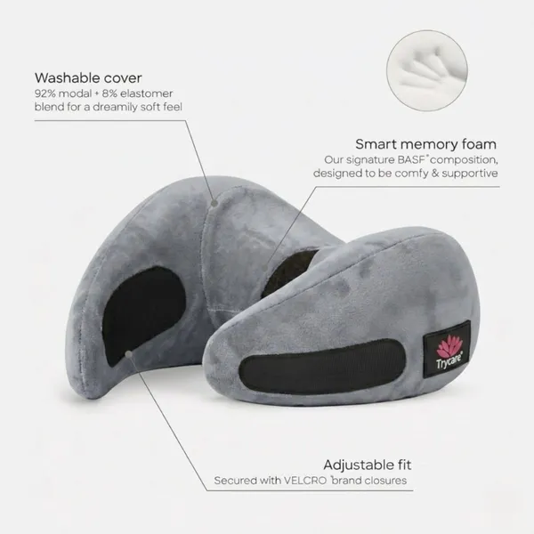 TRYCARE_TravelEase_Memory_Foam_Travel_Neck_Pillow