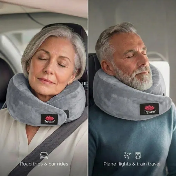 TRYCARE_TravelEase_Memory_Foam_Travel_Neck_Pillow