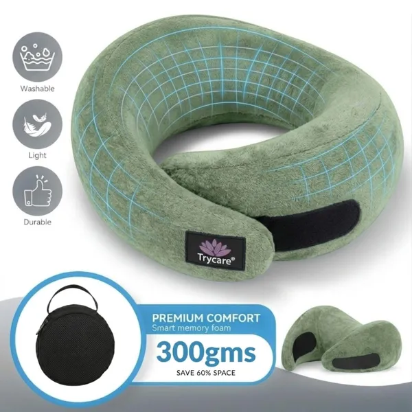 TRYCARE_TravelEase_Memory_Foam_Travel_Neck_Pillow
