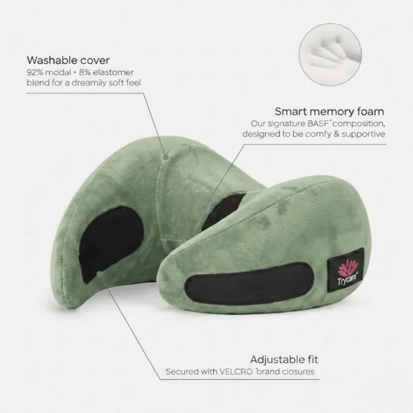 TRYCARE_TravelEase_Memory_Foam_Travel_Neck_Pillow