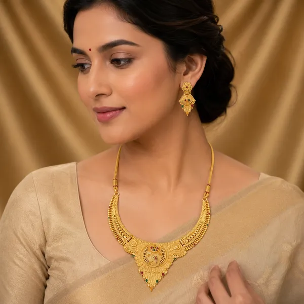 Gold_Brass_Necklace_Set_With_Earrings_For_Women