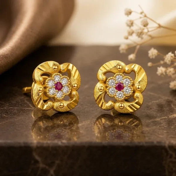 Gold_Brass_Stud_Earrings_For_Women