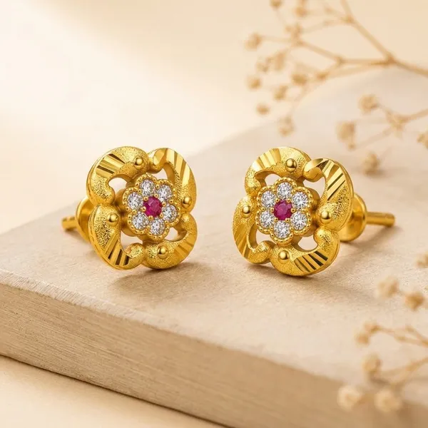 Gold_Brass_Stud_Earrings_For_Women