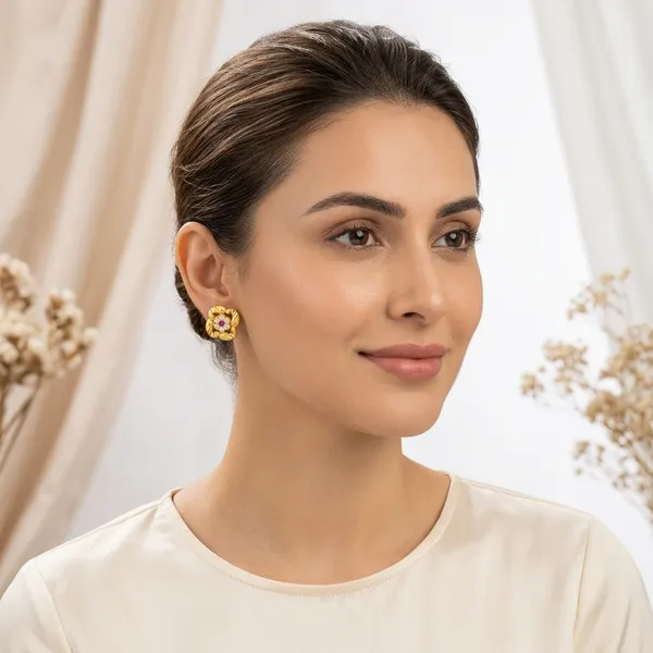 Gold_Brass_Stud_Earrings_For_Women