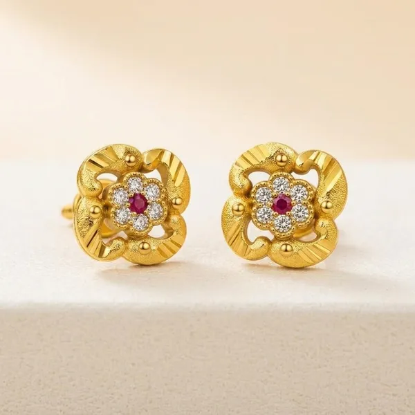 Gold_Brass_Stud_Earrings_For_Women