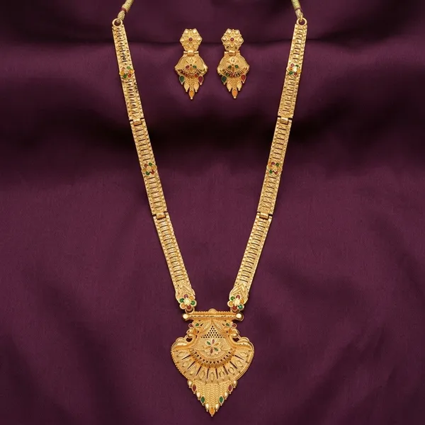 Gold_Brass_Long_Necklace_Set_With_Earrings_For_Women