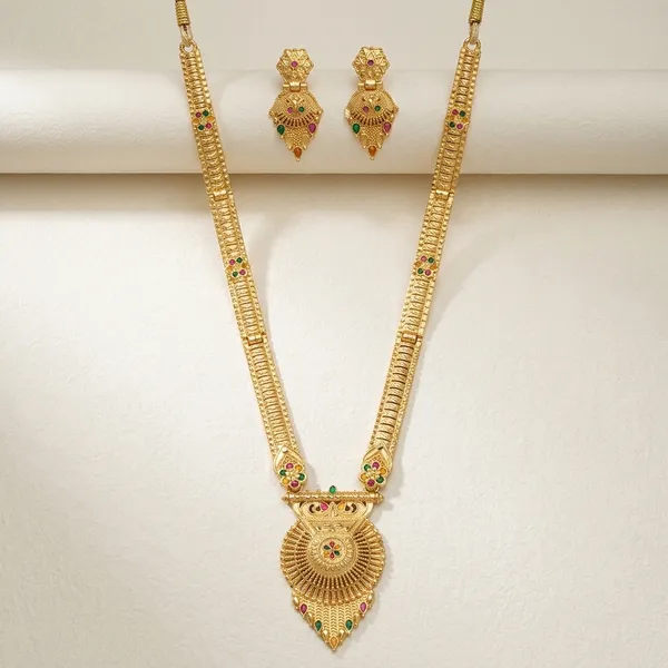 Gold_Brass_Long_Necklace_Set_With_Earrings_For_Women