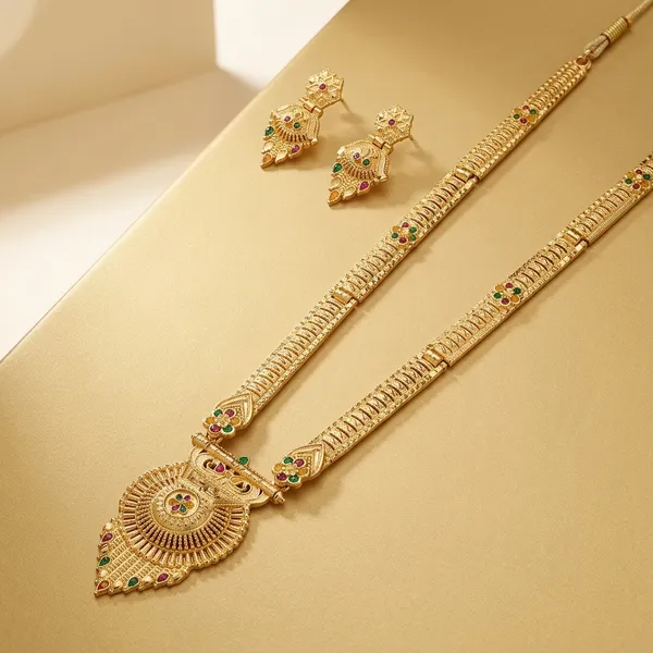 Gold_Brass_Long_Necklace_Set_With_Earrings_For_Women