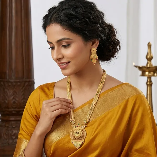 Gold_Brass_Long_Necklace_Set_With_Earrings_For_Women
