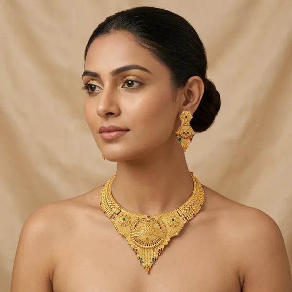 Gold_Brass_Necklace_Set_With_Earrings_For_Women